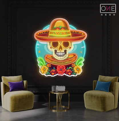 Sombrero Skull Artwork Led Neon Sign