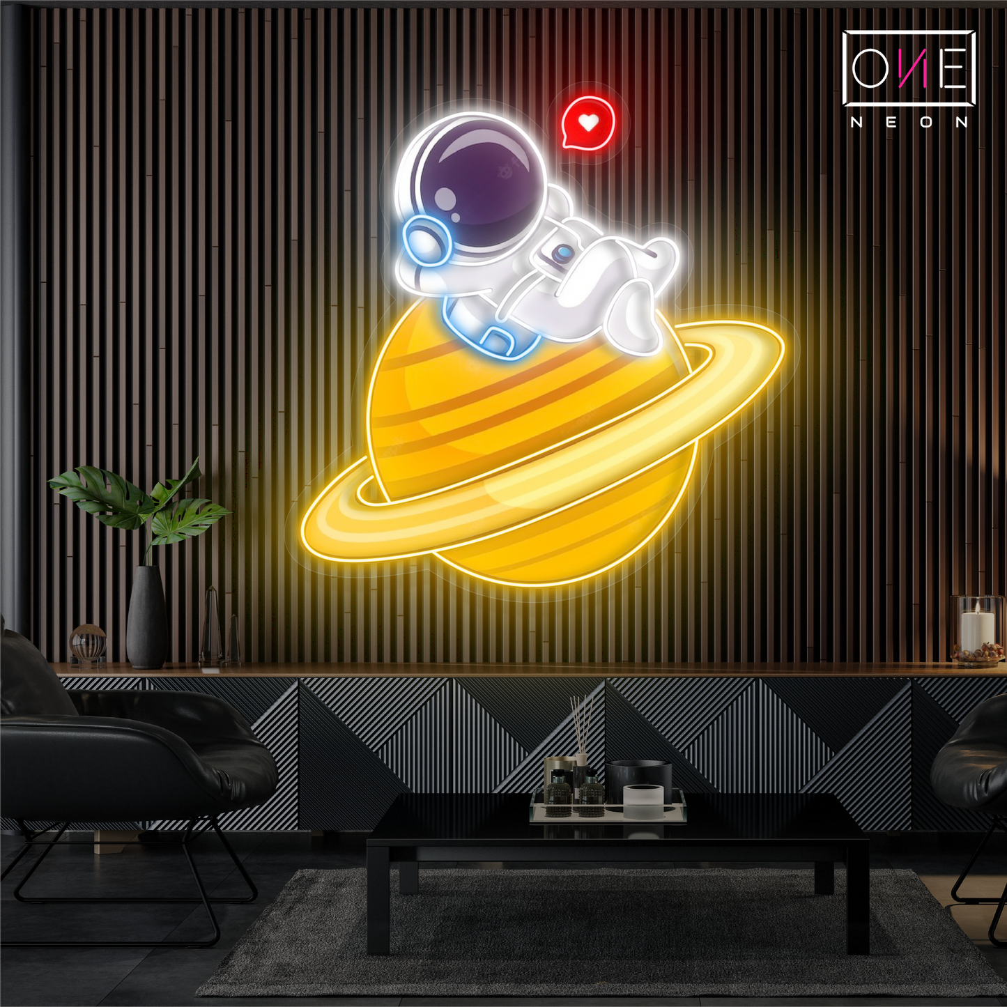 Cute Astronaut Chill Artwork Led Neon Sign