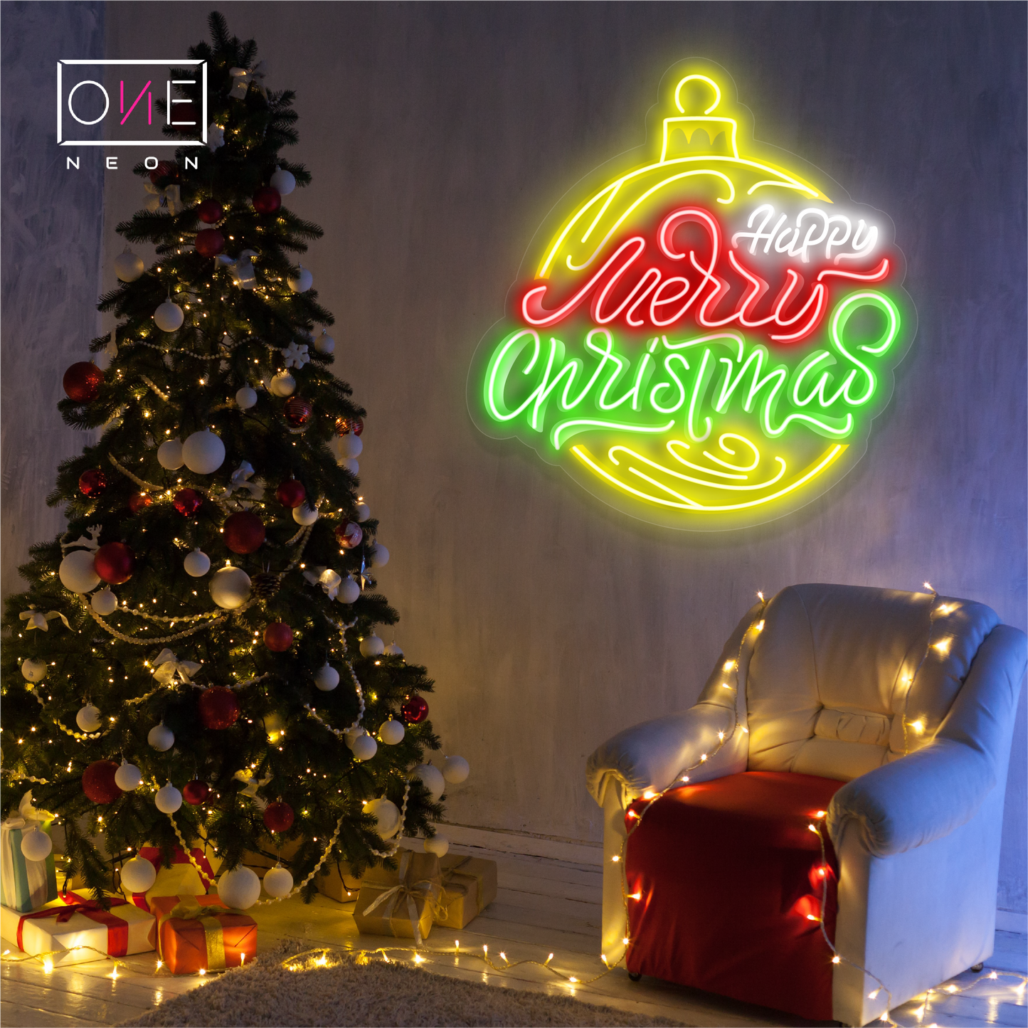 Christmas Bauble Cheer Artwork Led Neon Sign