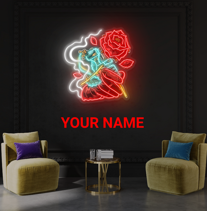 Tattoo Rose Artwork Led Neon Sign