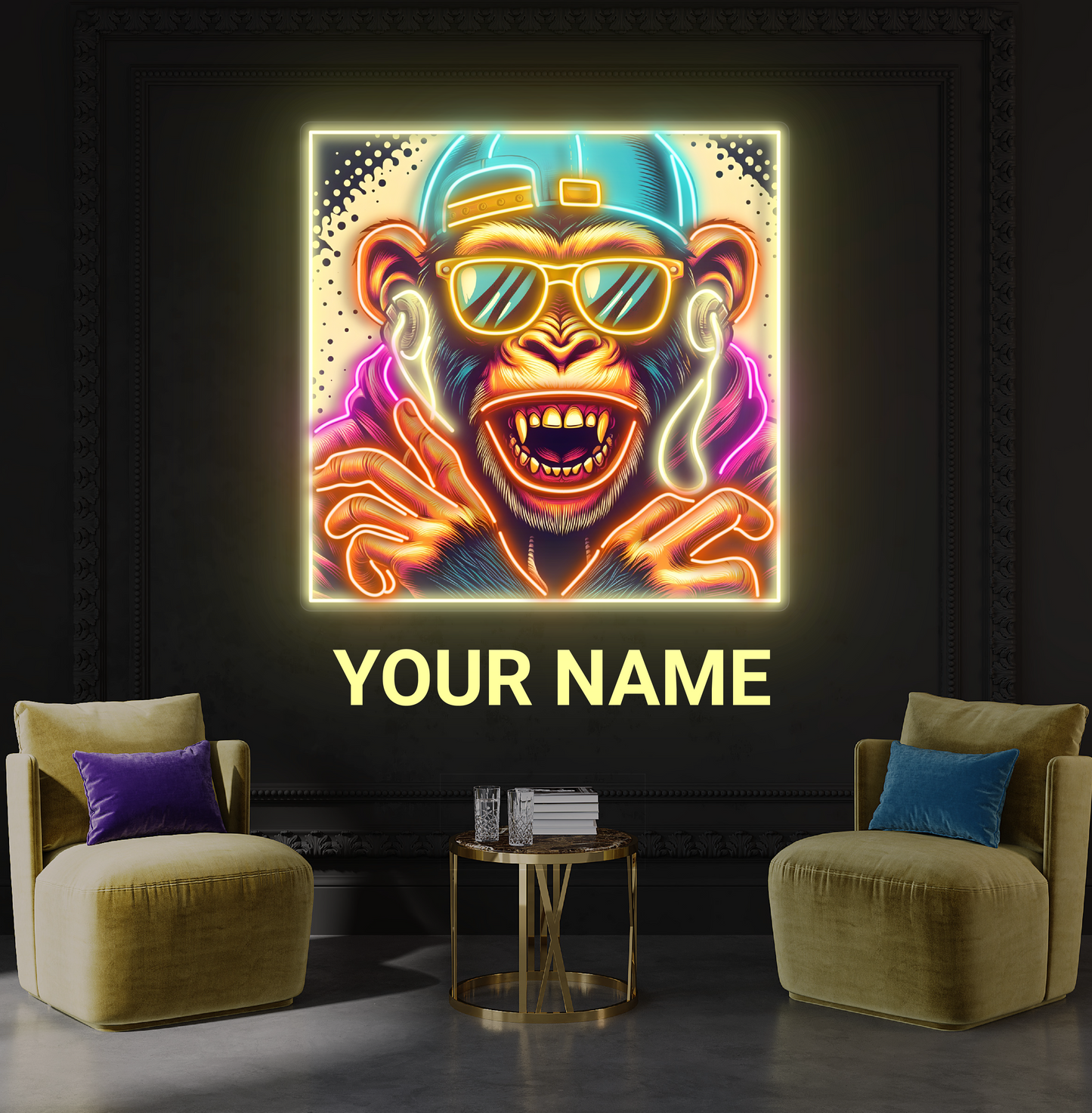 Hip Hop Monkey Artwork Led Neon Sign