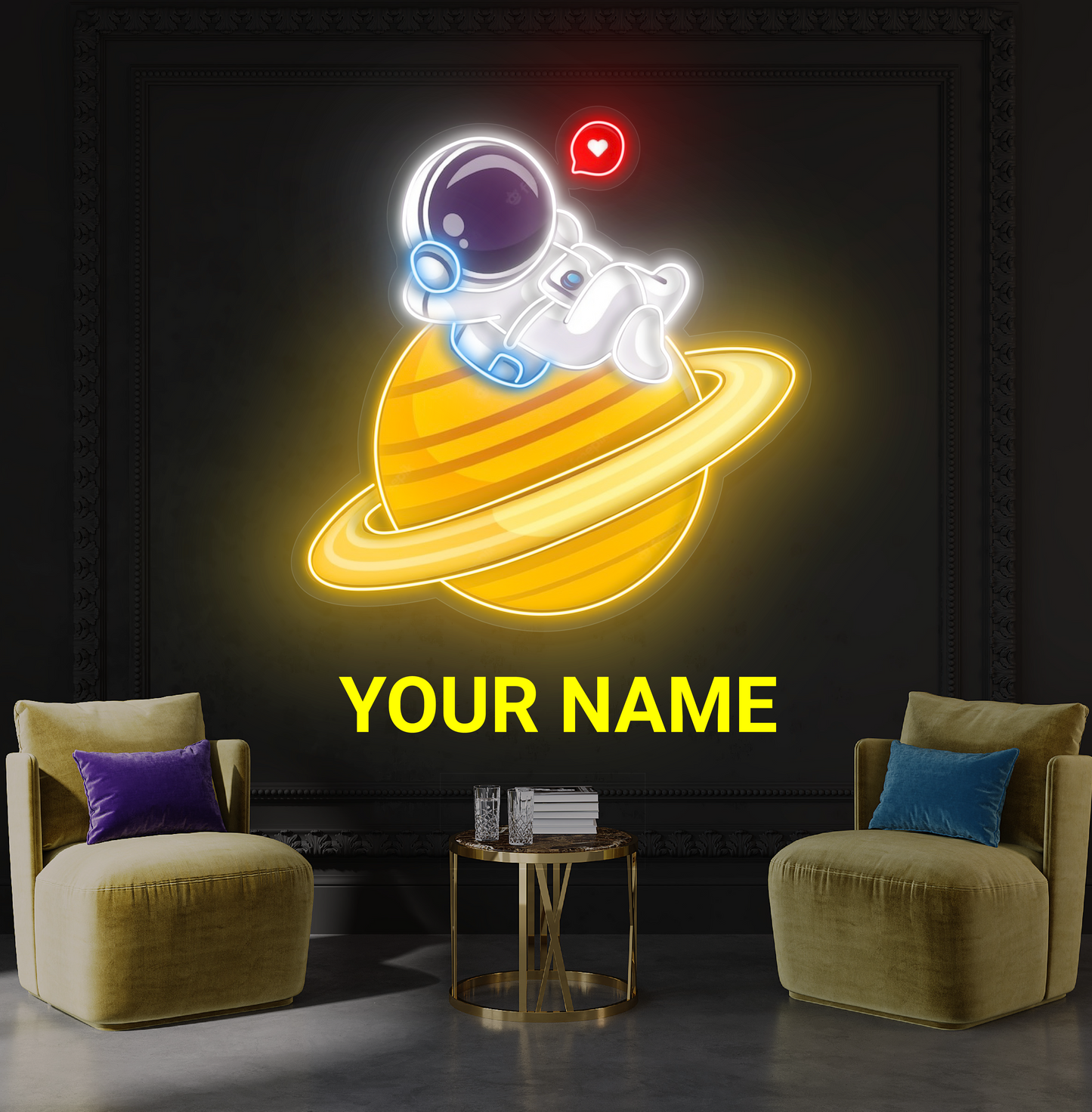 Cute Astronaut Chill Artwork Led Neon Sign