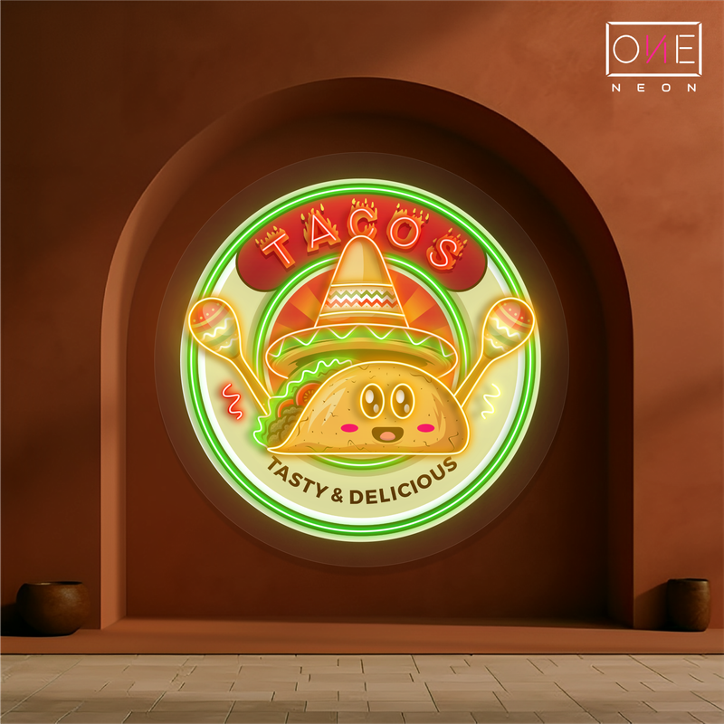 Tacos Tasty & Delicious Artwork Led Neon Sign