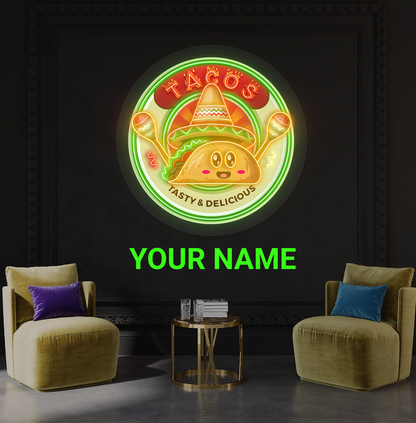 Tacos Tasty & Delicious Artwork Led Neon Sign