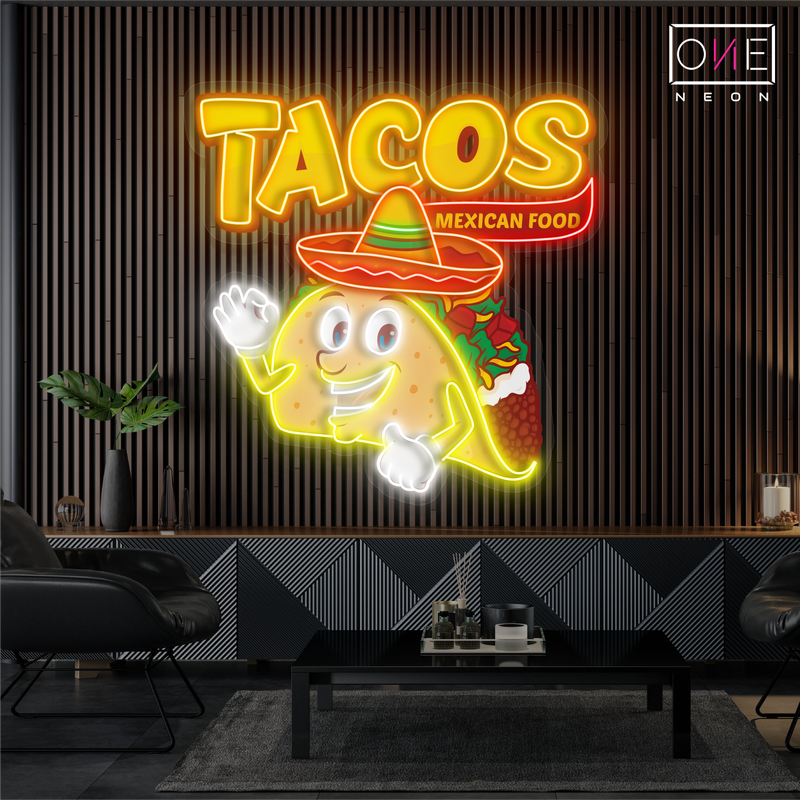 Tacos Mexican Food Artwork Led Neon Sign