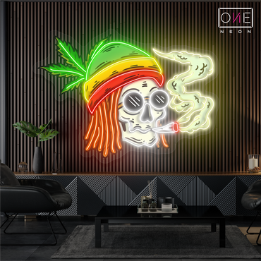 Jamaican Vibe Skull Artwork Led Neon Sign