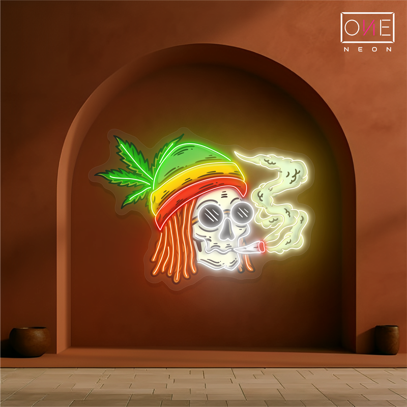 Jamaican Vibe Skull Artwork Led Neon Sign