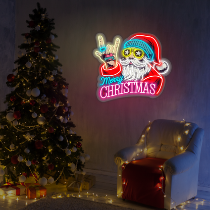 Rockin’ Santa Merry Christmas LED Neon Sign