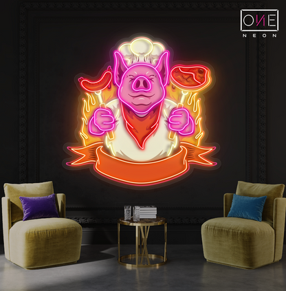 Chef Pig BBQ Artwork Led Neon Sign