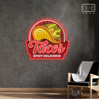 Tacos Spicy Delicious Artwork Led Neon Sign