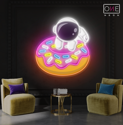 Donut Astronaut Artwork Led Neon Sign