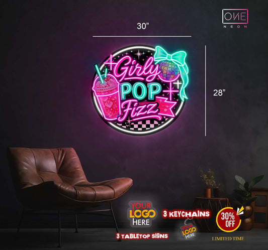 A girl pop fizz  | LED Neon Sign