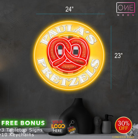 PAULA'S PRETZELS | Led Neon Sign  (OUTDOORS)