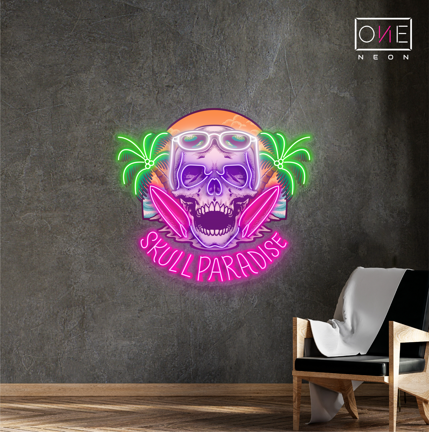 Skull Paradise Artwork Led Neon Sign