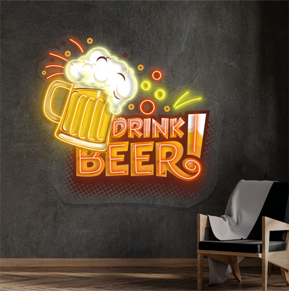 Drink Beer Artwork Led Neon Sign