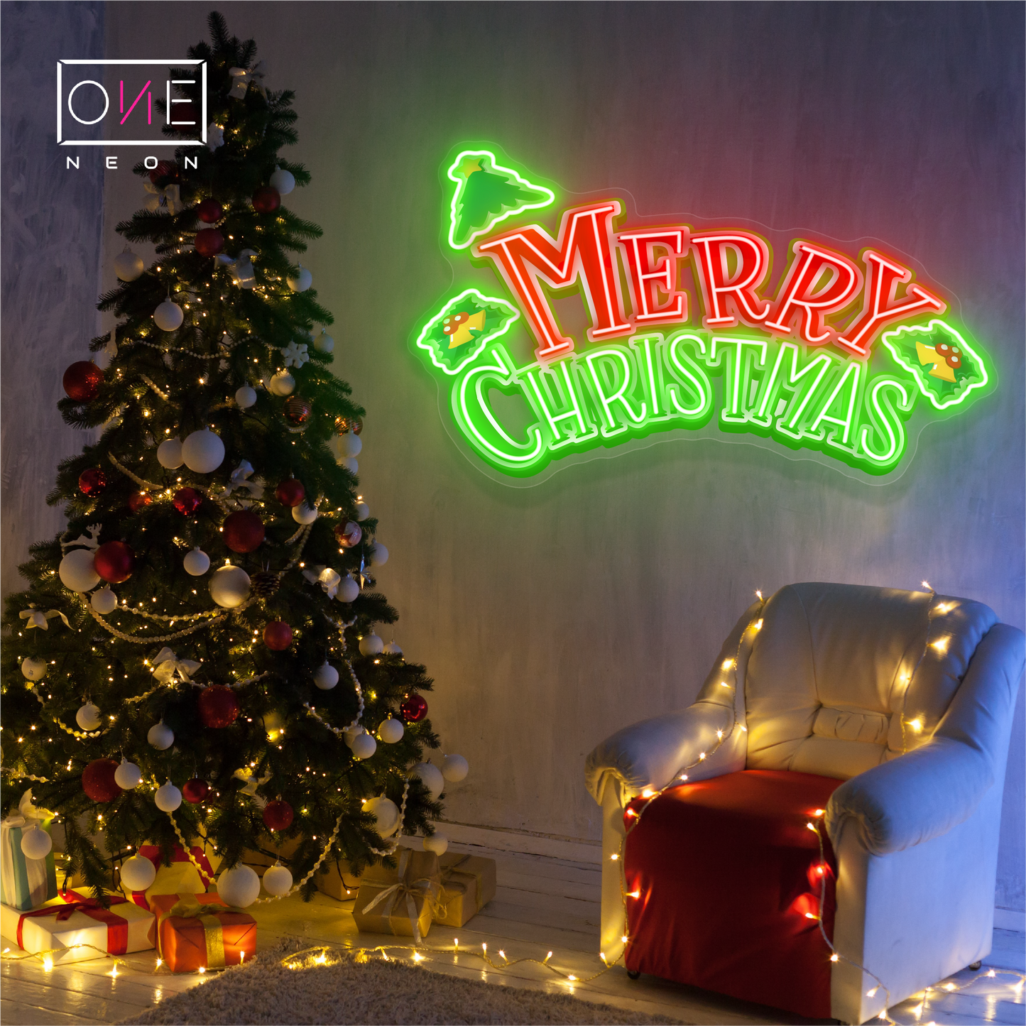 Festive Christmas Cheer Artwork Led Neon Sign