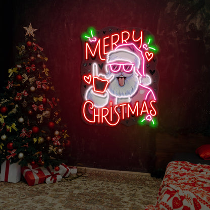 Christmas Rockin Santa Artwork LED Neon Sign