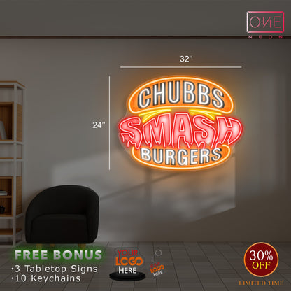 Chubbs smash burgers | Led Neon Sign