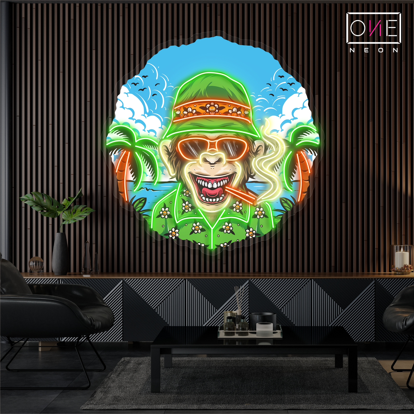 Tropical Monkey Vibes Artwork Led Neon Sign