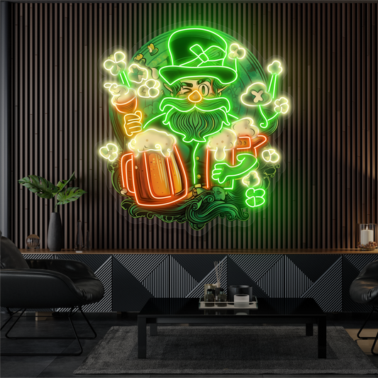 Lucky Leprechaun Brew Artwork Led Neon Sign