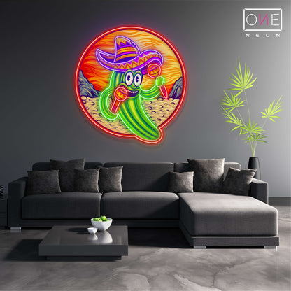 Funny Mexican Cactus Artwork Led Neon Sign