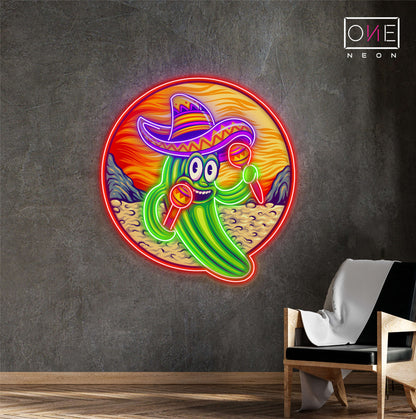 Funny Mexican Cactus Artwork Led Neon Sign