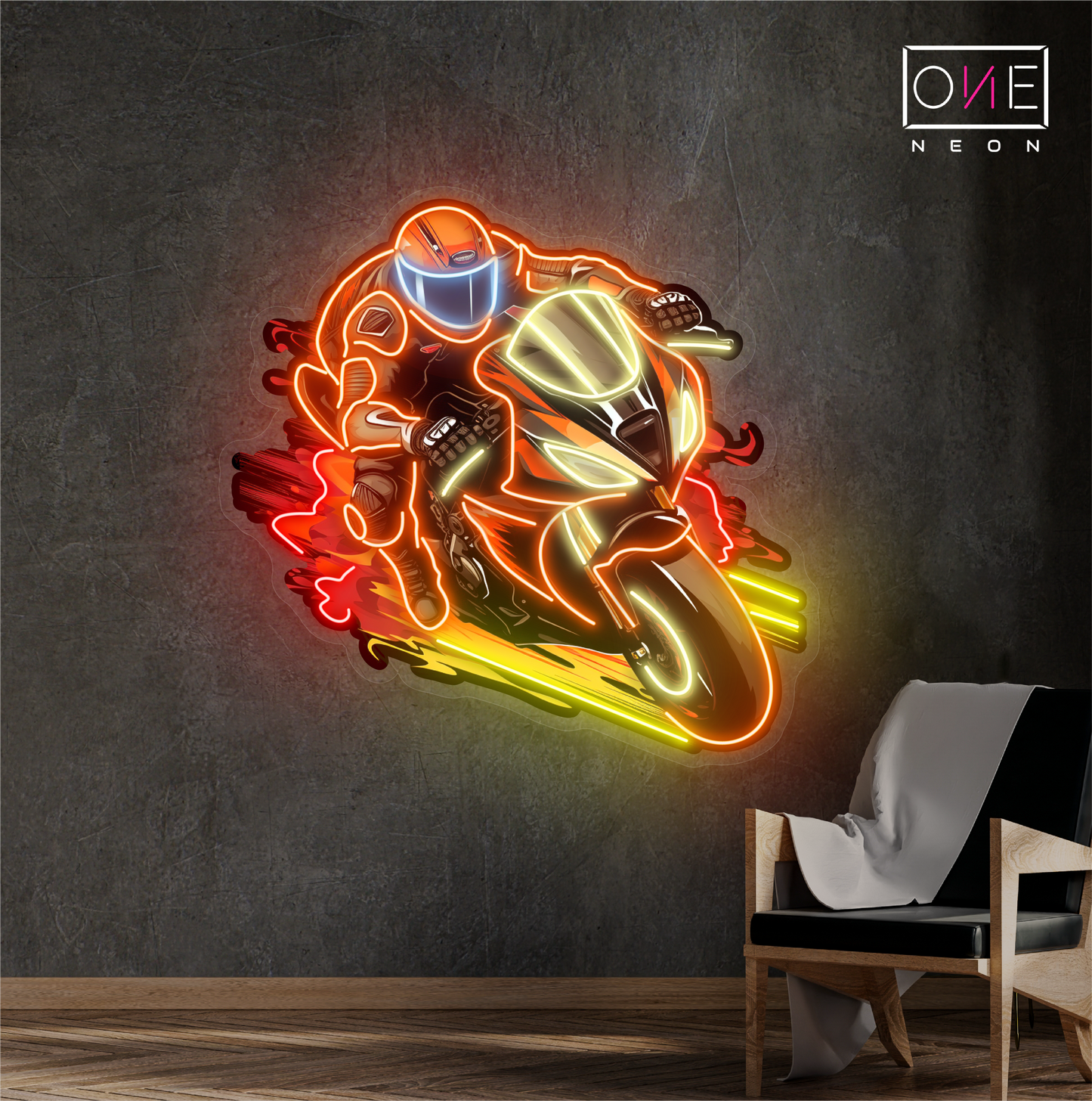 Flaming Rider Artwork Led Neon Sign