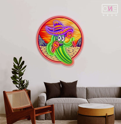 Funny Mexican Cactus Artwork Led Neon Sign