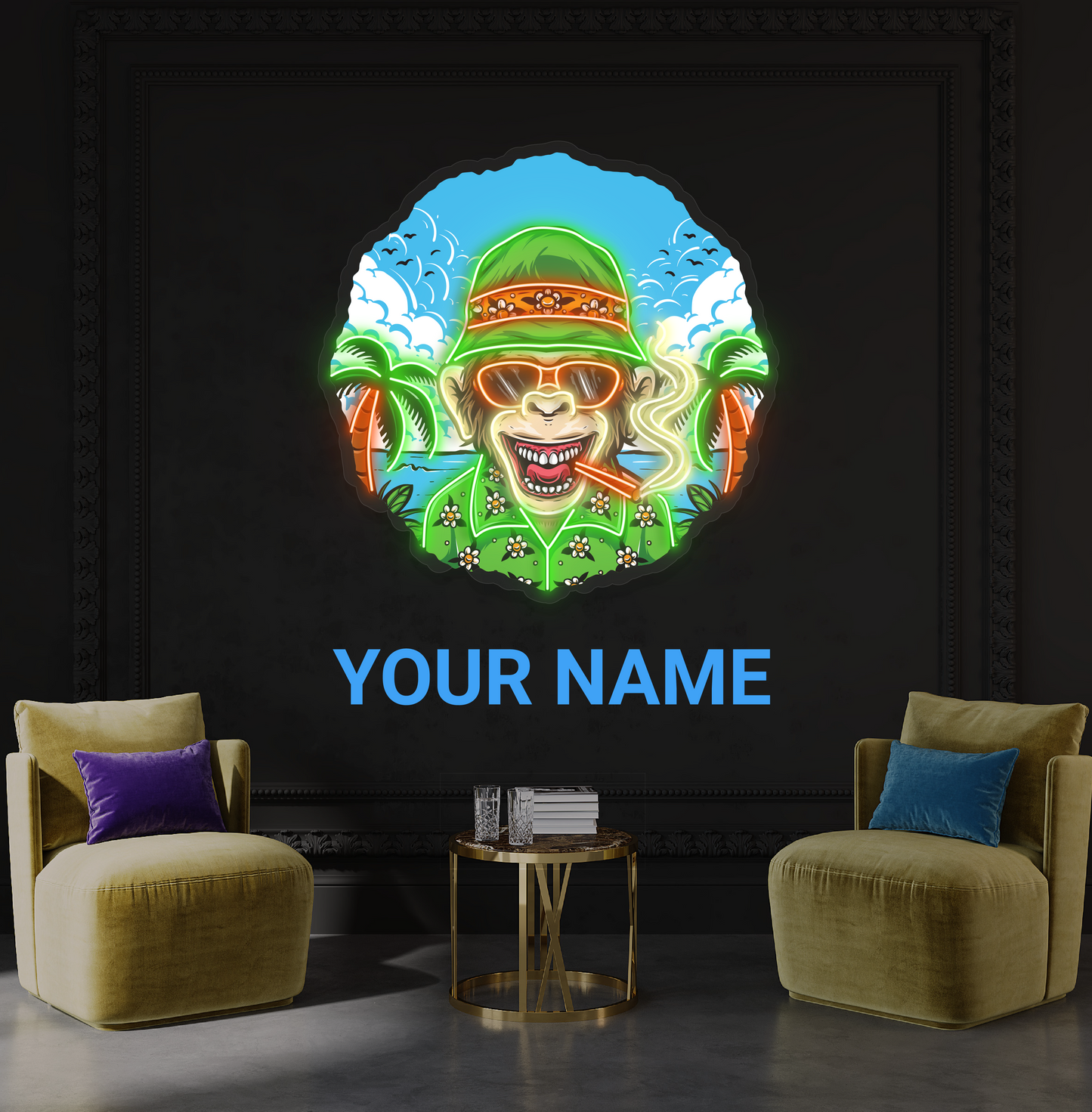 Tropical Monkey Vibes Artwork Led Neon Sign