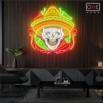 Sombrero Skull Artwork Led Neon Sign