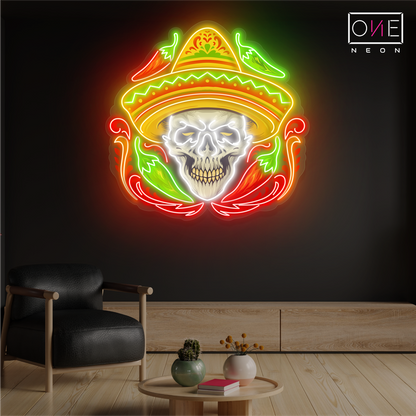 Sombrero Skull Artwork Led Neon Sign