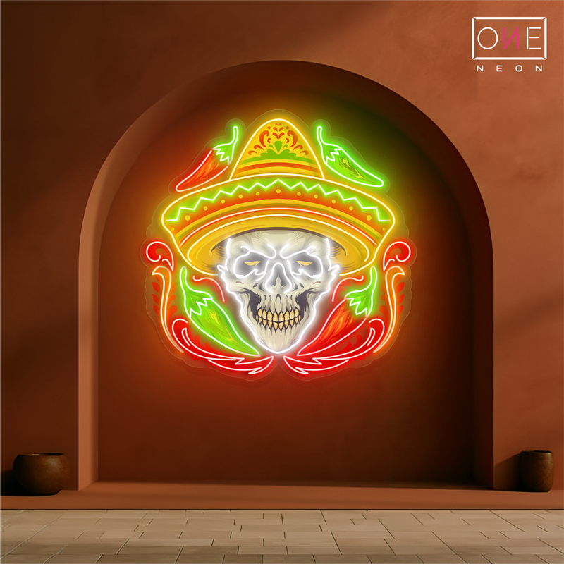 Sombrero Skull Artwork Led Neon Sign