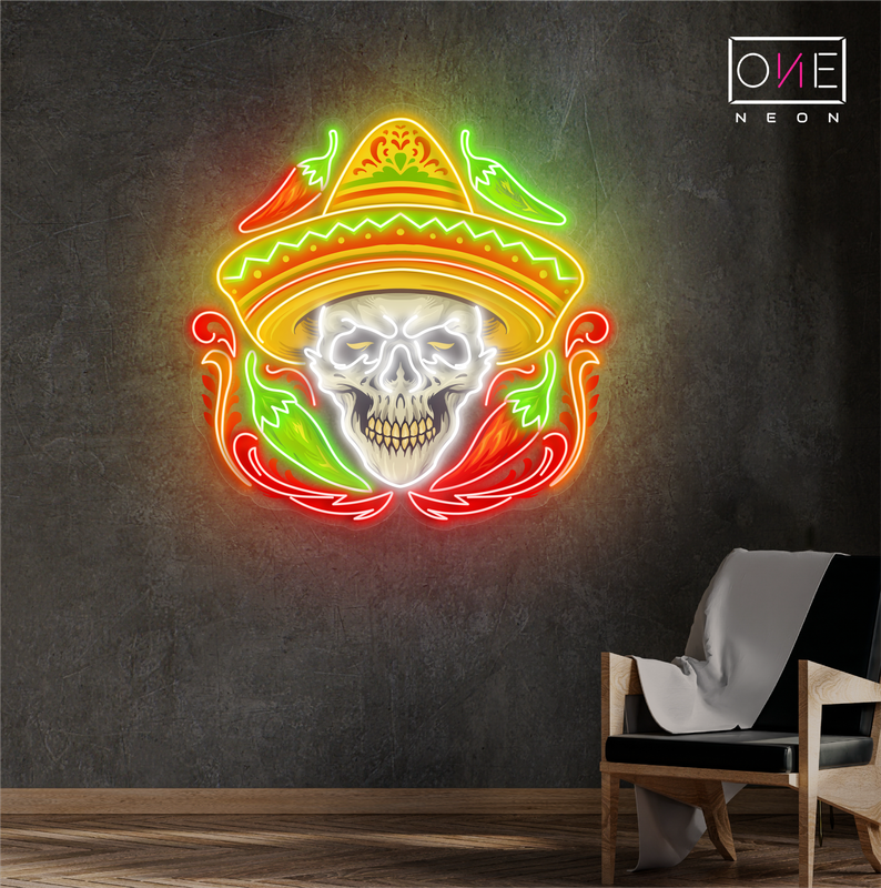 Sombrero Skull Artwork Led Neon Sign