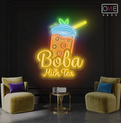 Boba Milk Tea  Artwork Led Neon Sign