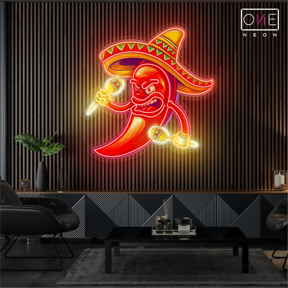 Fiery Fiesta Pepper Artwork Led Neon Sign