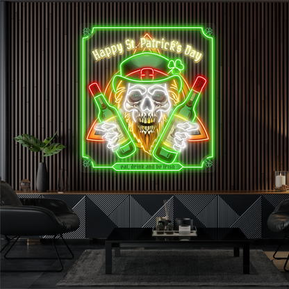 Skull St. Patrick Artwork Led Neon Sign