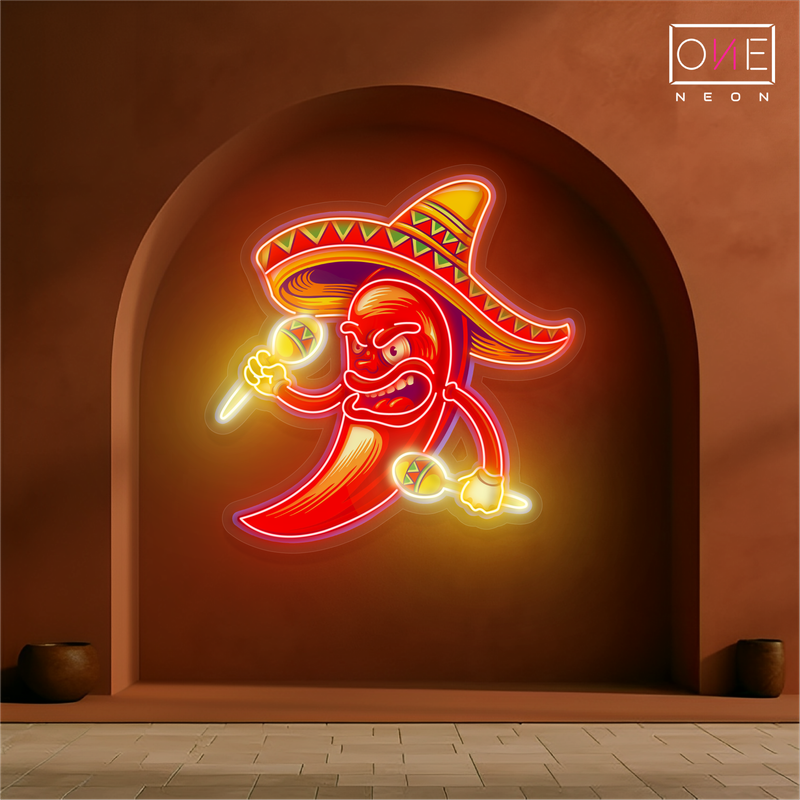 Fiery Fiesta Pepper Artwork Led Neon Sign