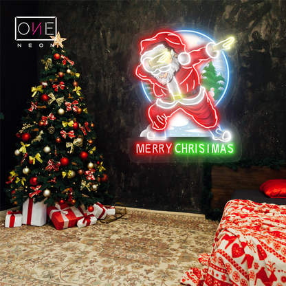 Dabbing Santa Cheer Artwork Led Neon Sign