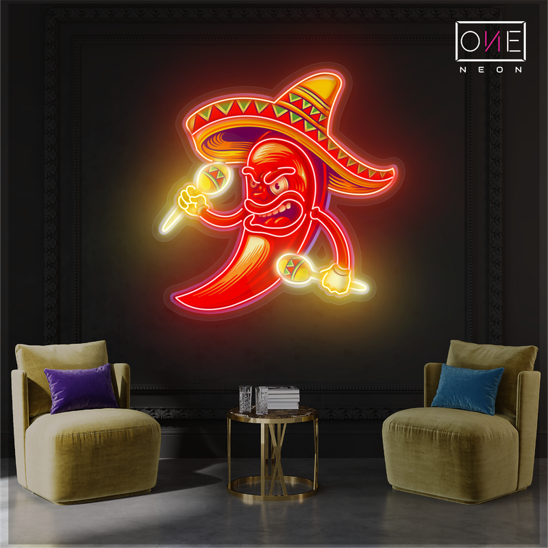 Fiery Fiesta Pepper Artwork Led Neon Sign