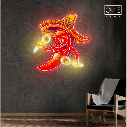 Fiery Fiesta Pepper Artwork Led Neon Sign