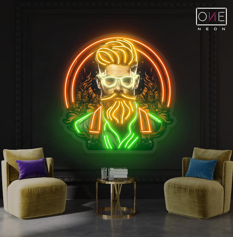 Bearded Gentleman Artwork Led Neon Sign