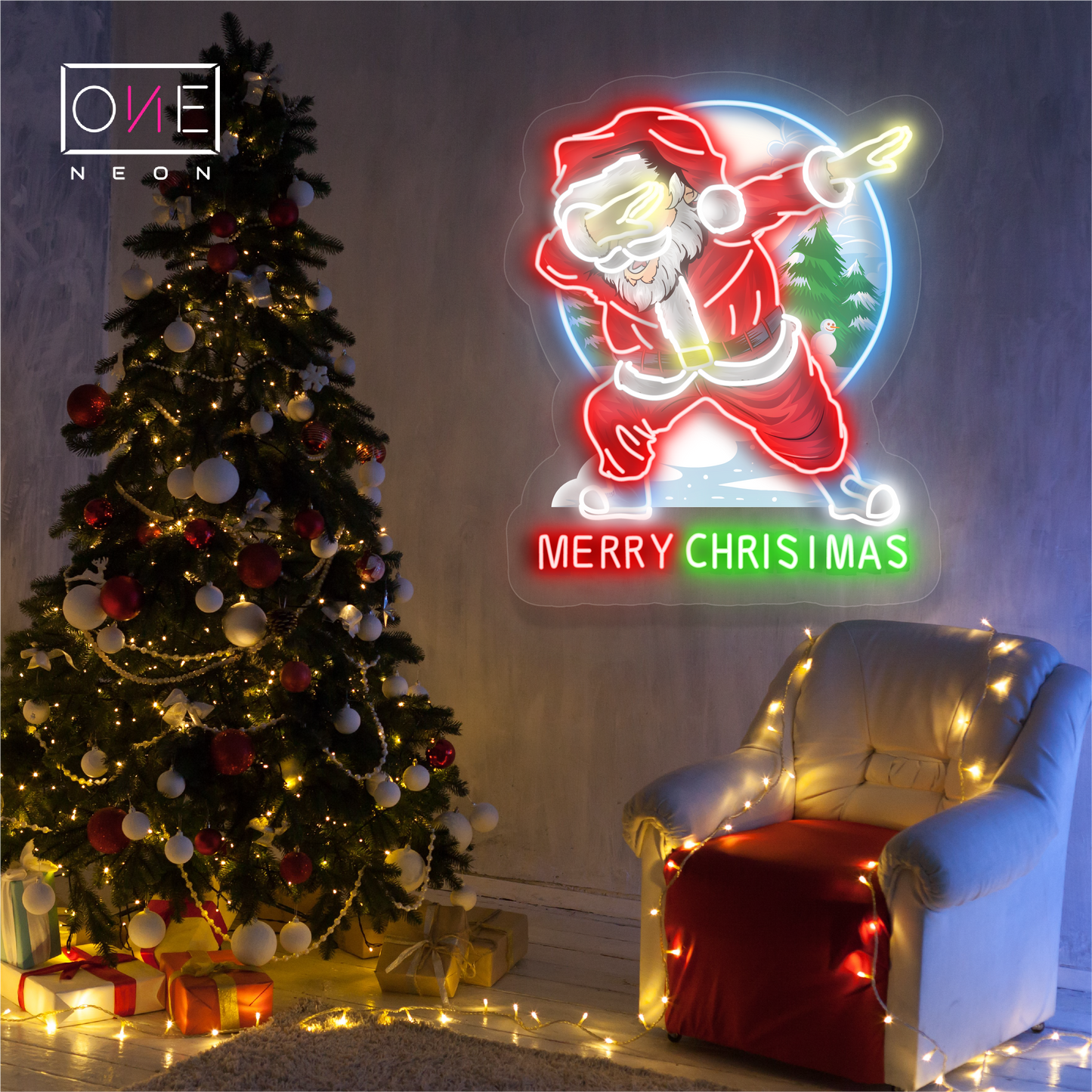 Dabbing Santa Cheer Artwork Led Neon Sign