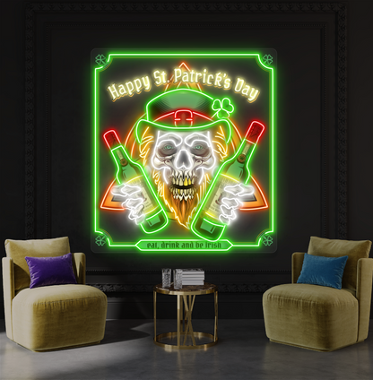 Skull St. Patrick Artwork Led Neon Sign