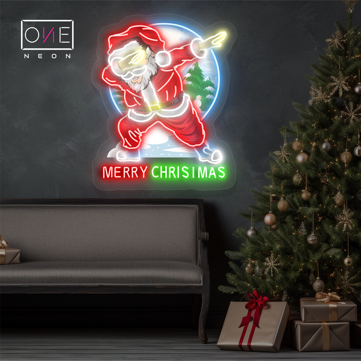 Dabbing Santa Cheer Artwork Led Neon Sign