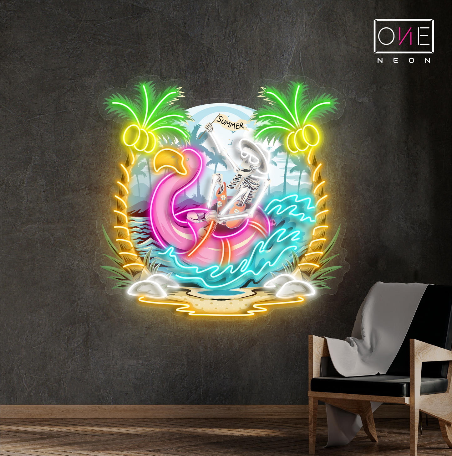 Skeleton Summer Artwork Led Neon Sign