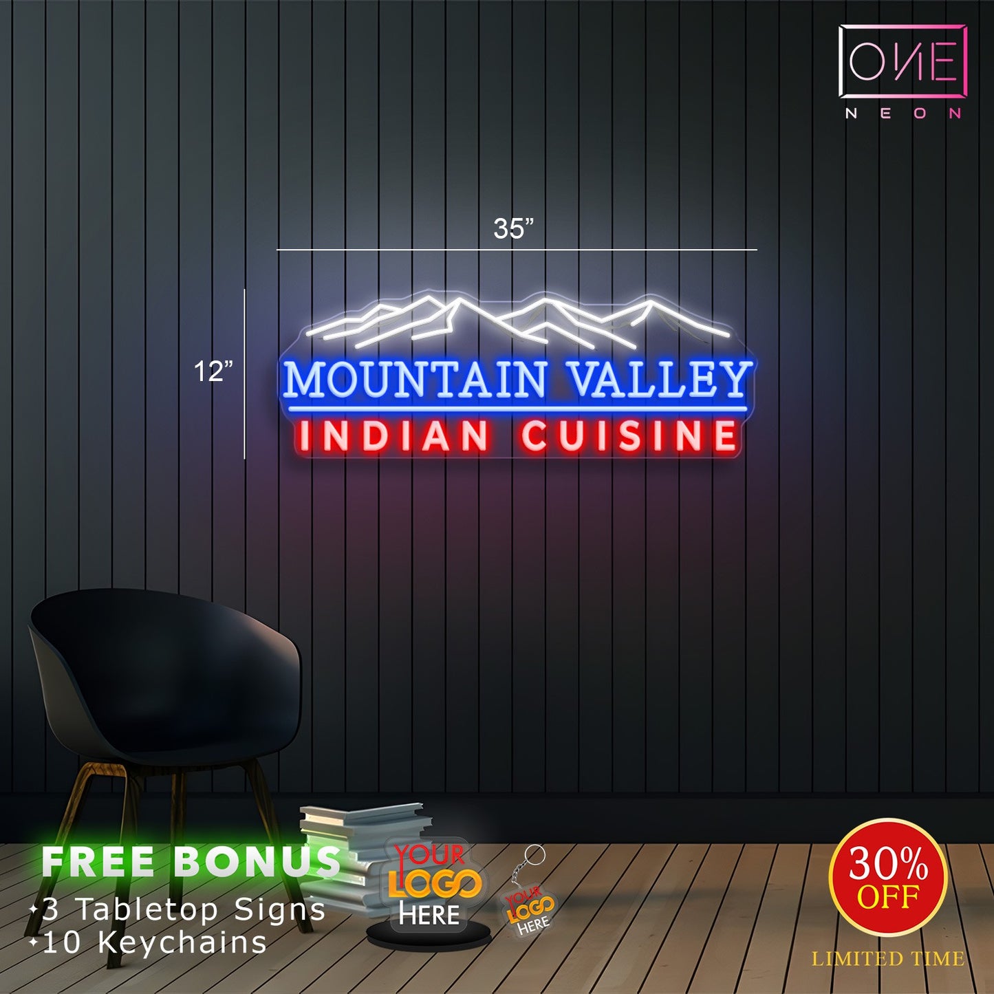 MOUTAIN VALLEY INDIAN CUISINE | Led Neon Sign ( 2 signs)