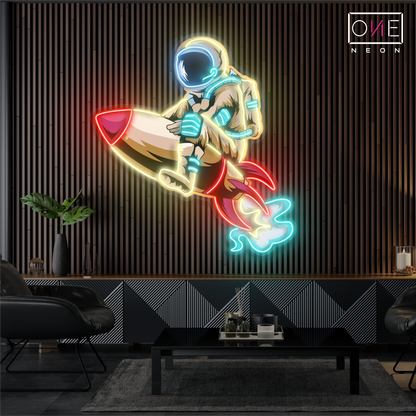 Astronaut Rocket Artwork Led Neon Sign