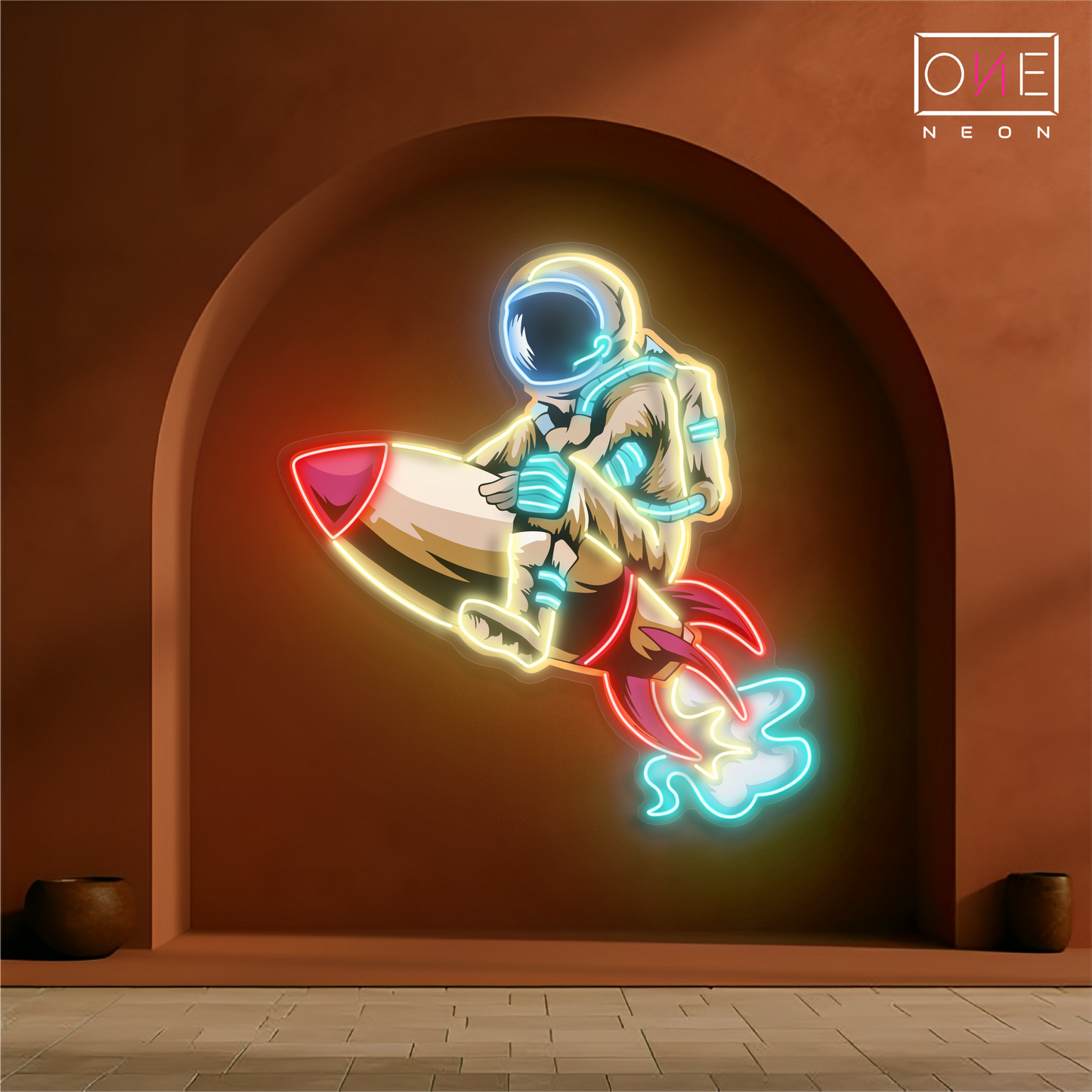 Astronaut Rocket Artwork Led Neon Sign