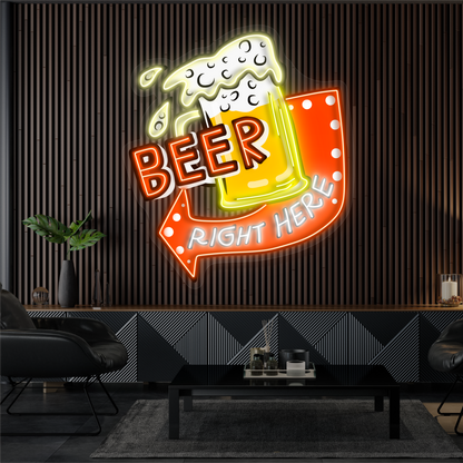 Beer Right Here Artwork Led Neon Sign