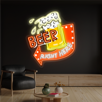 Beer Right Here Artwork Led Neon Sign